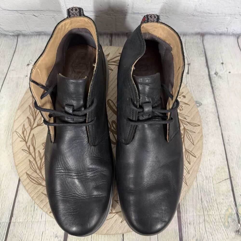 Ugg Freamon Chukka Boots Men Size 12 Leather Black Lace Waterproof Shoes